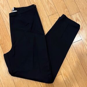 LL Bean Black Cotton Trouser Straight Leg Pants Size 14 Regular